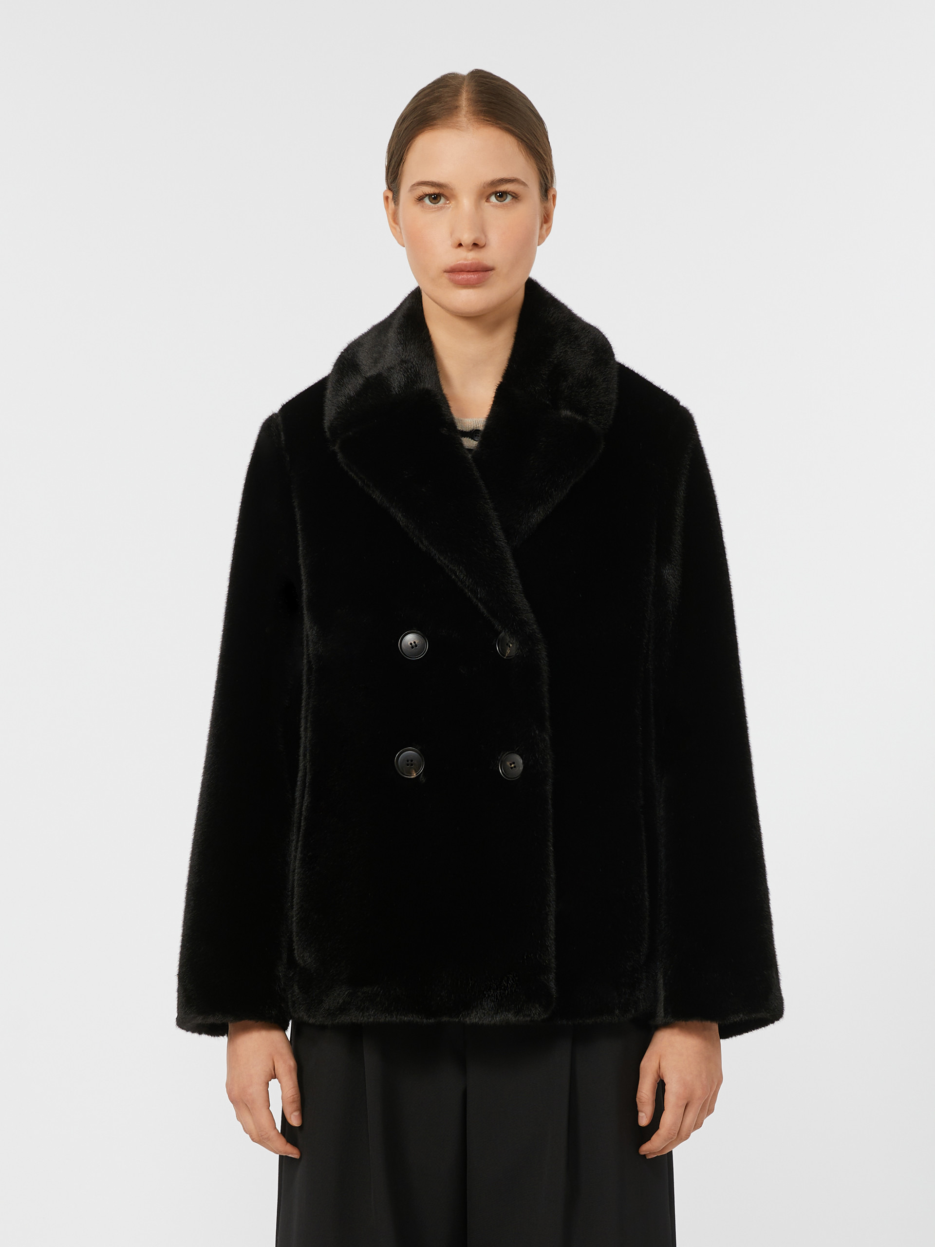 LAURA Double-breasted jacket with a fluffy texture - 3