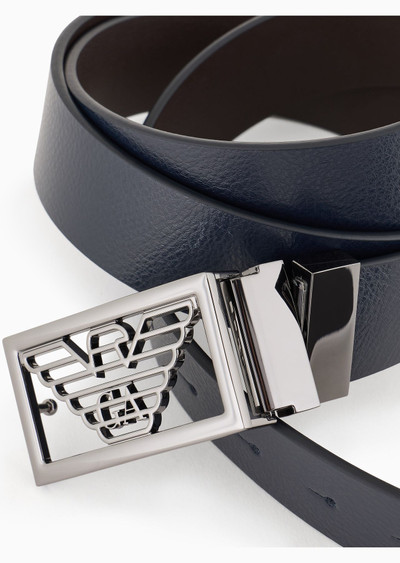 EMPORIO ARMANI Two-toned reversible leather belt with one side in palmellato leather outlook