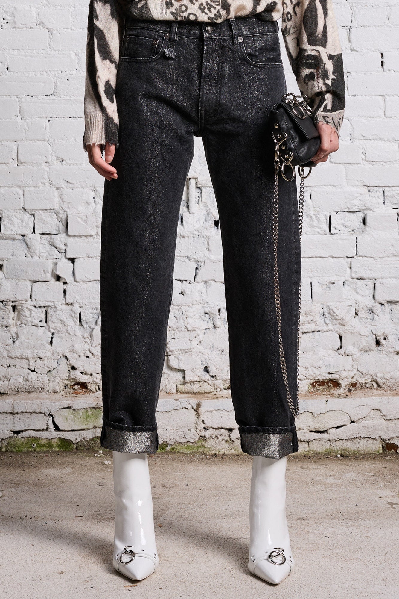 BOYFRIEND JEAN - METALLIC BLACK - 4