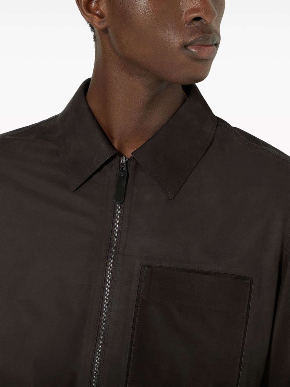 SECONDSKIN zip-front nubuck overshirt - 5