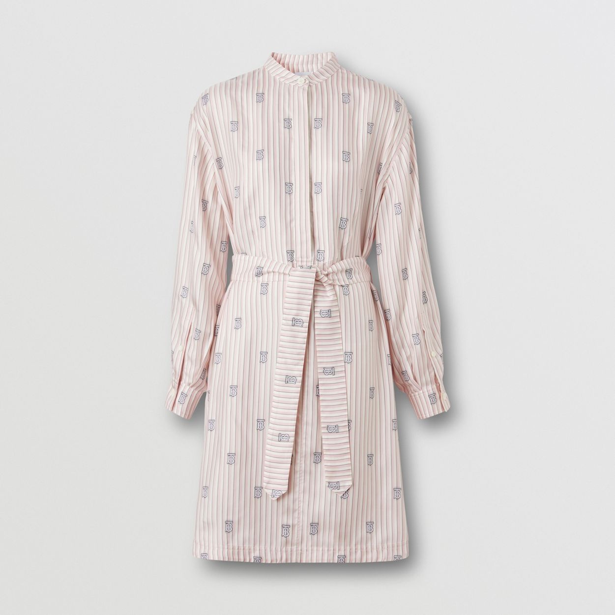 Monogram and Stripe Silk Blend Shirt Dress - 1