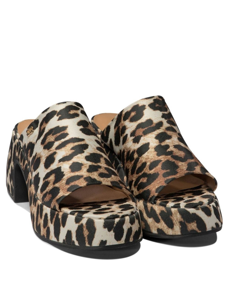 GANNI leopard-print satin mules outlook