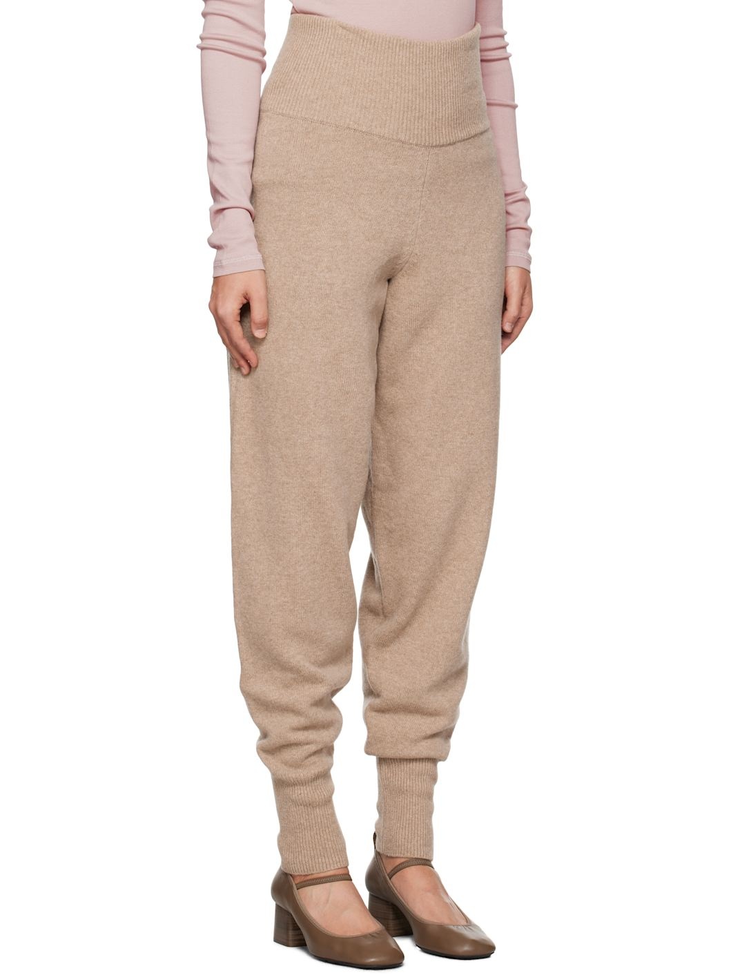 Beige Soft Rib Lounge Pants - 4