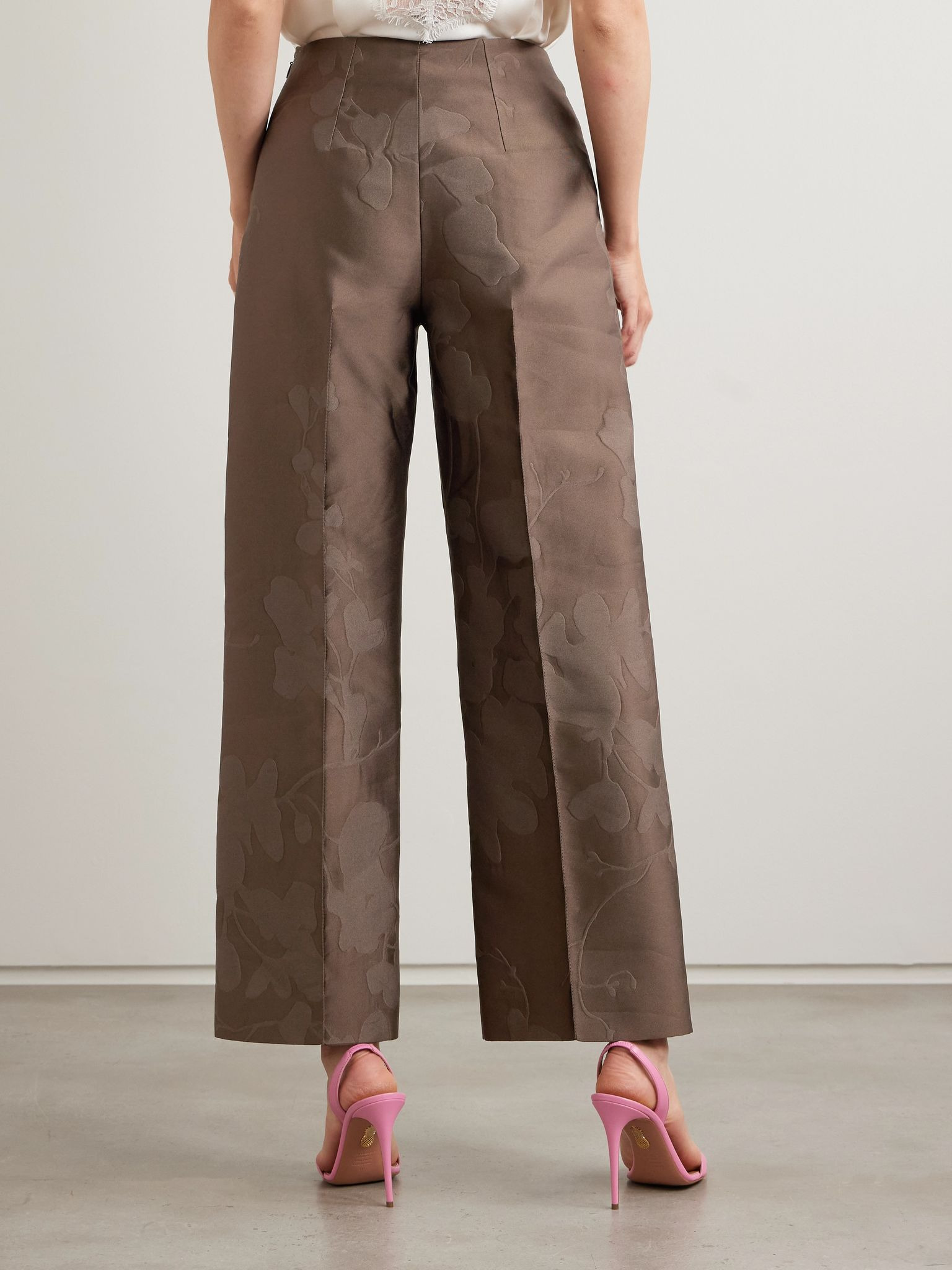 Daffy cropped cloqué wide-leg pants Brown - 4