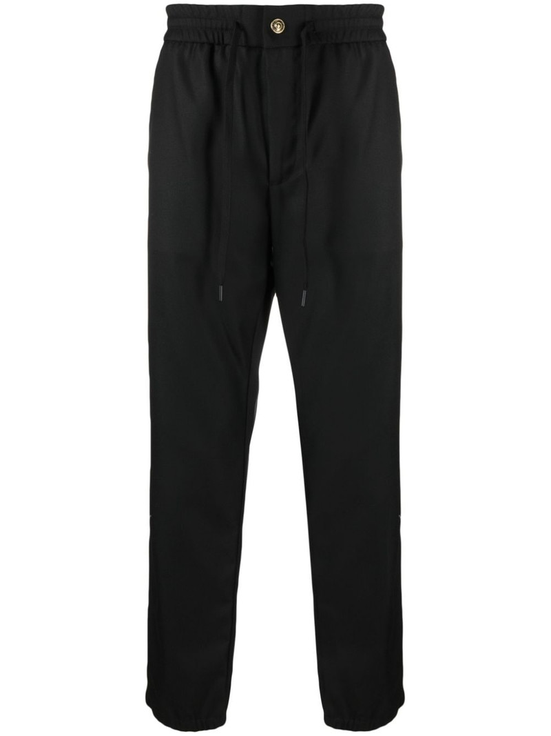 logo-patch drawstring straight-leg trousers 1