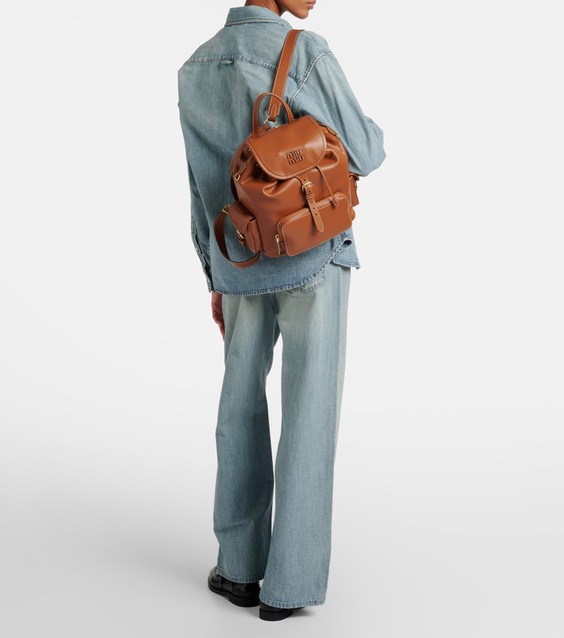 Miu Miu Logo leather backpack outlook