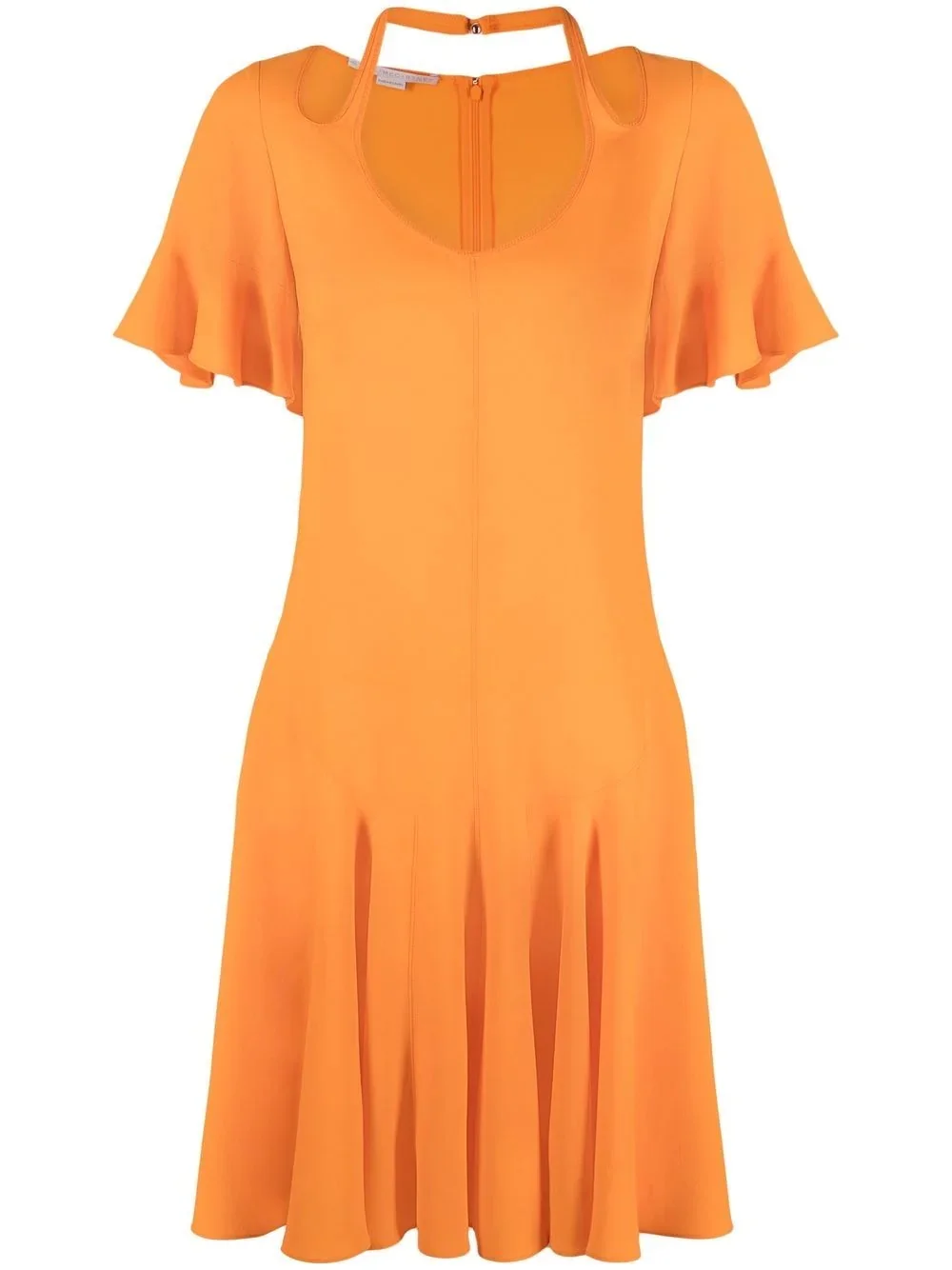 cut-out V-neck flared dress - 1