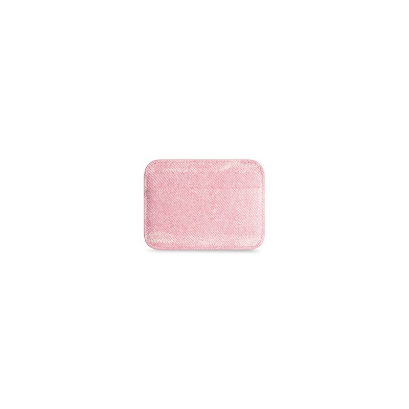 BALENCIAGA Women's Cash Card Holder Denim Printed  in Pink outlook