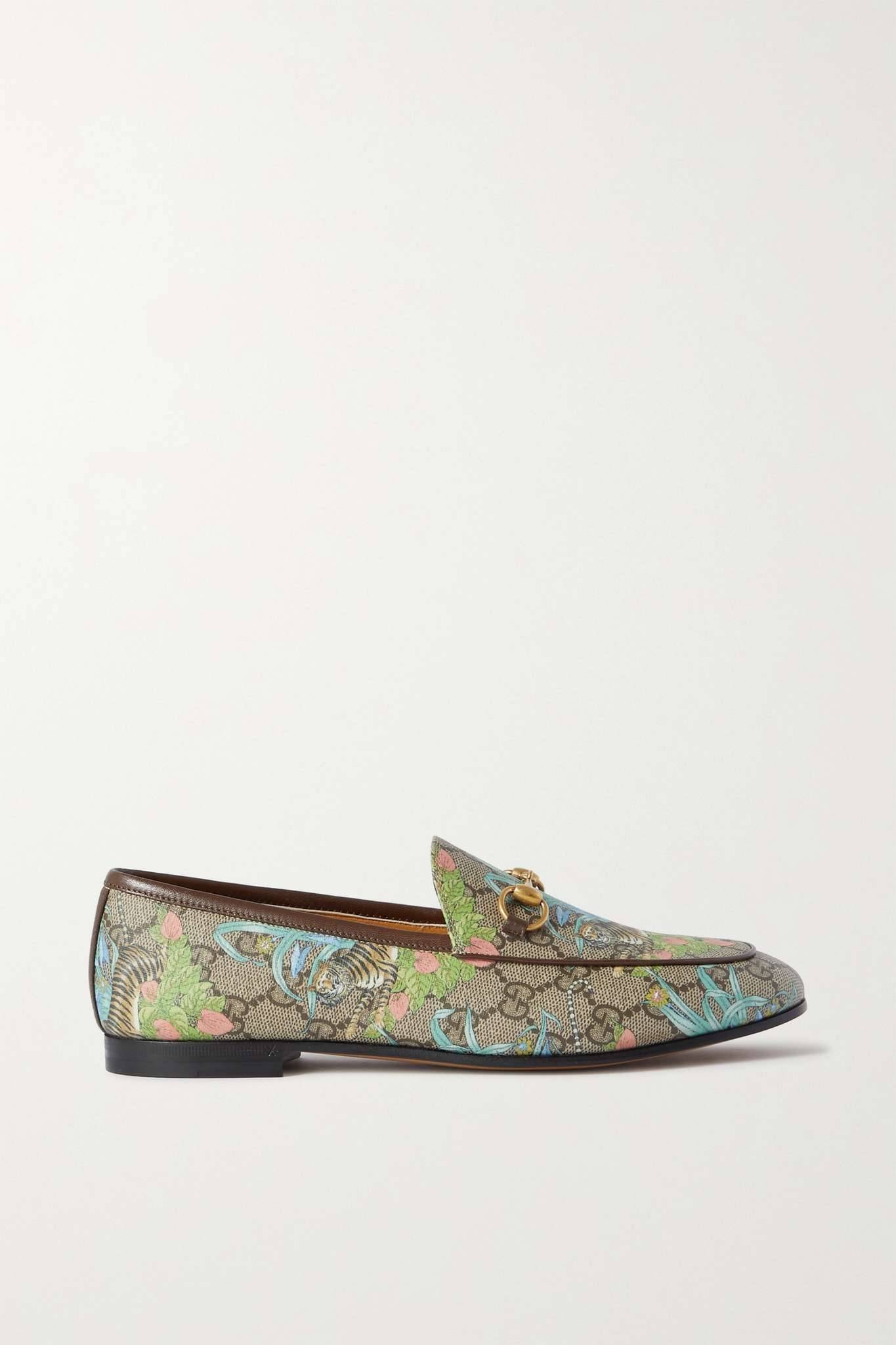 Jordaan horsebit-detailed leather-trimmed printed coated-canvas loafers - 1