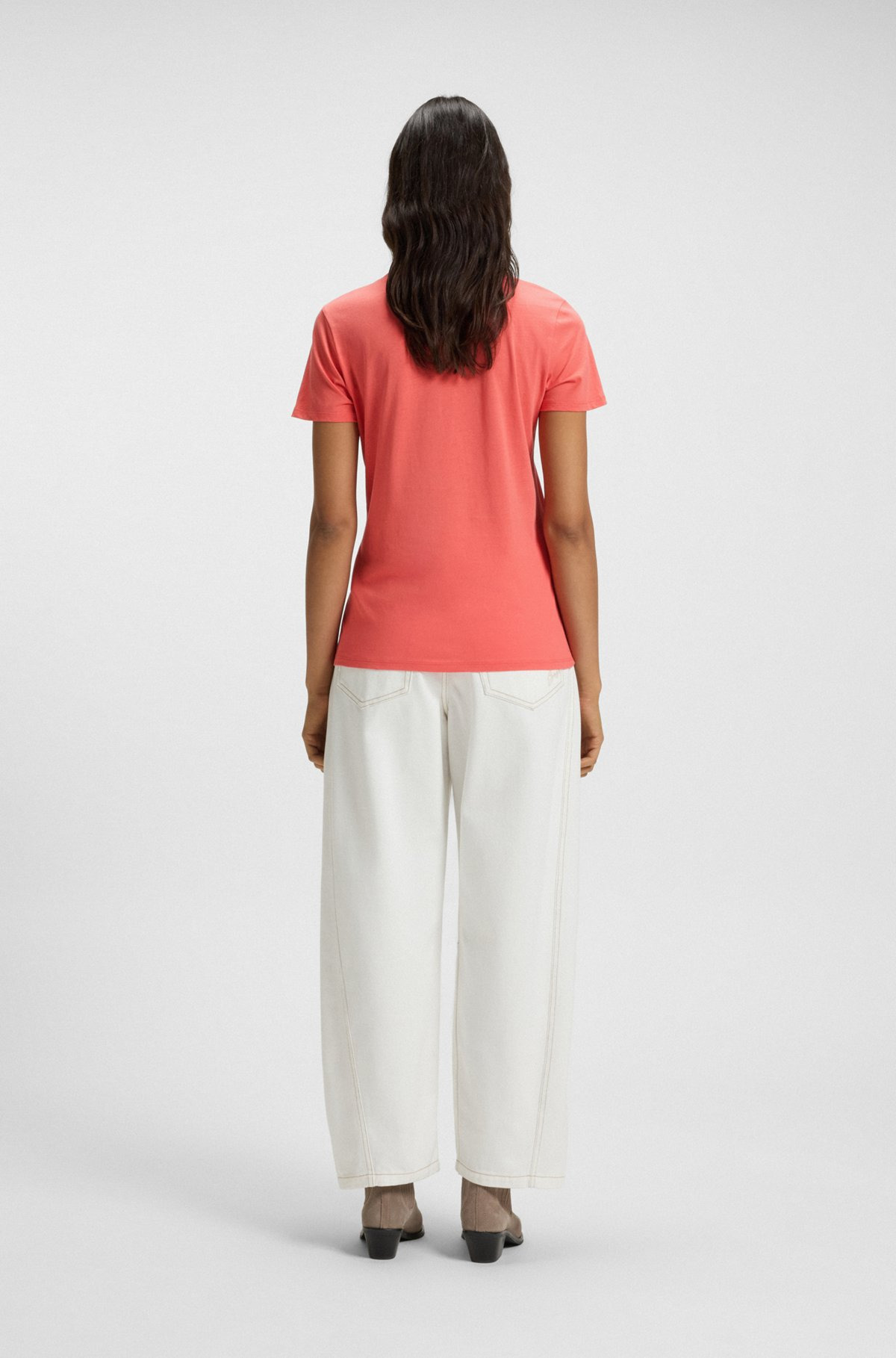 COTTON T-SHIRT WITH CONTRAST LOGO STRIPE - 4