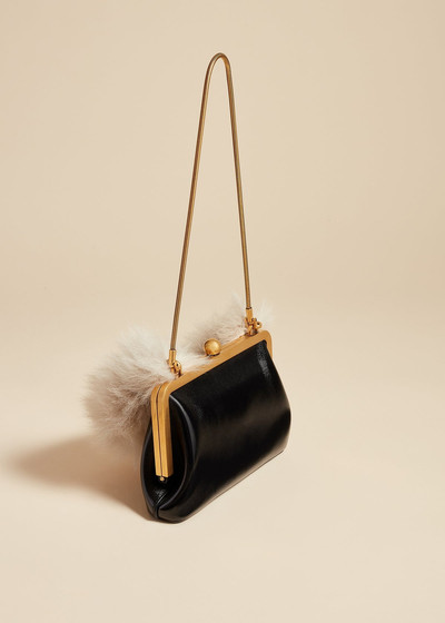 KHAITE The Small Lilith Evening Bag in Black Crackle Patent Leather with Shearling outlook