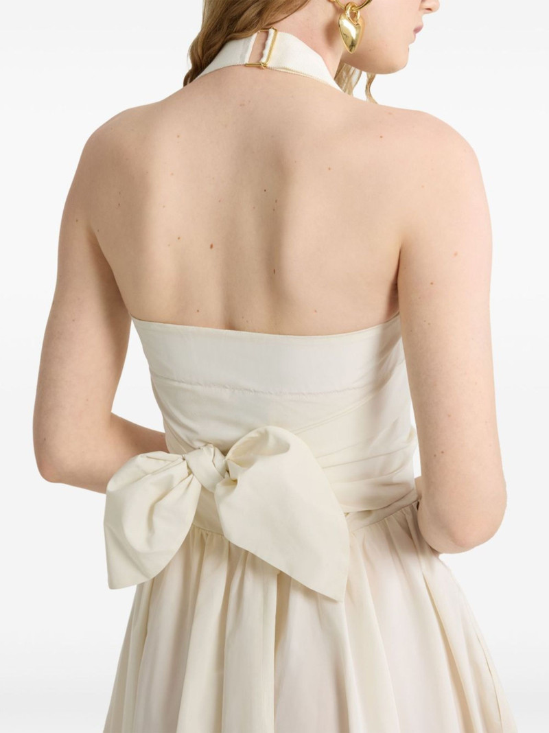 pleated recycled polyester halter neck dress 4