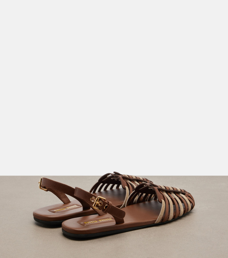Miu Miu Leather and suede slingback fisherman sandals outlook