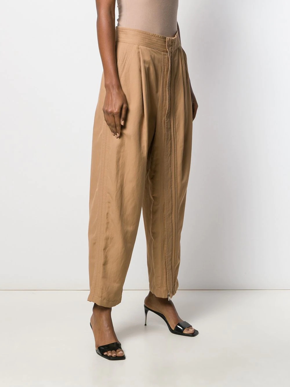 zipped-layer wide leg trousers - 3