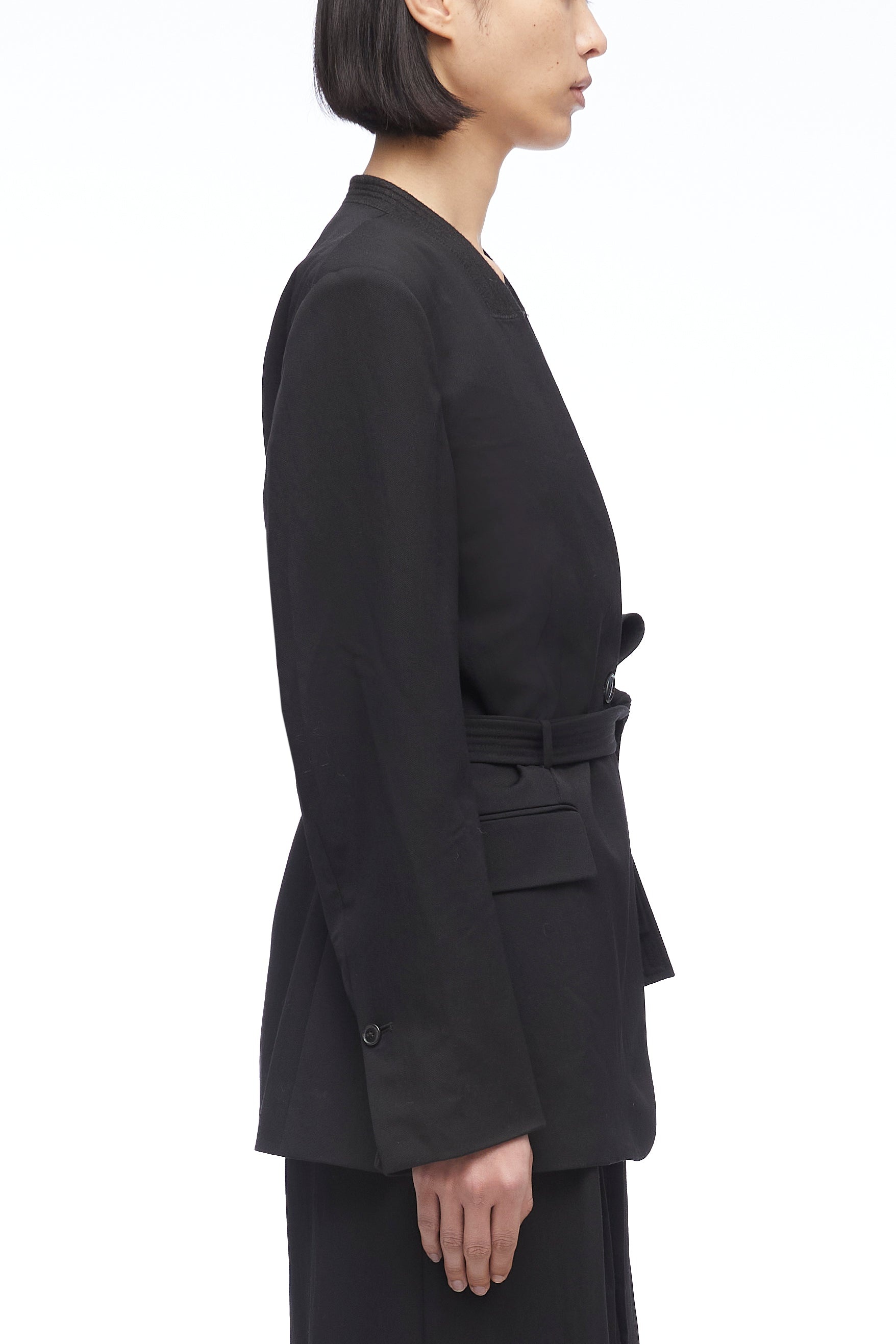 Relaxed Wool Blazer With Waist Tie - 3