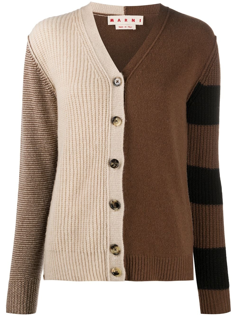 cashmere colour-block knitted cardigan - 1