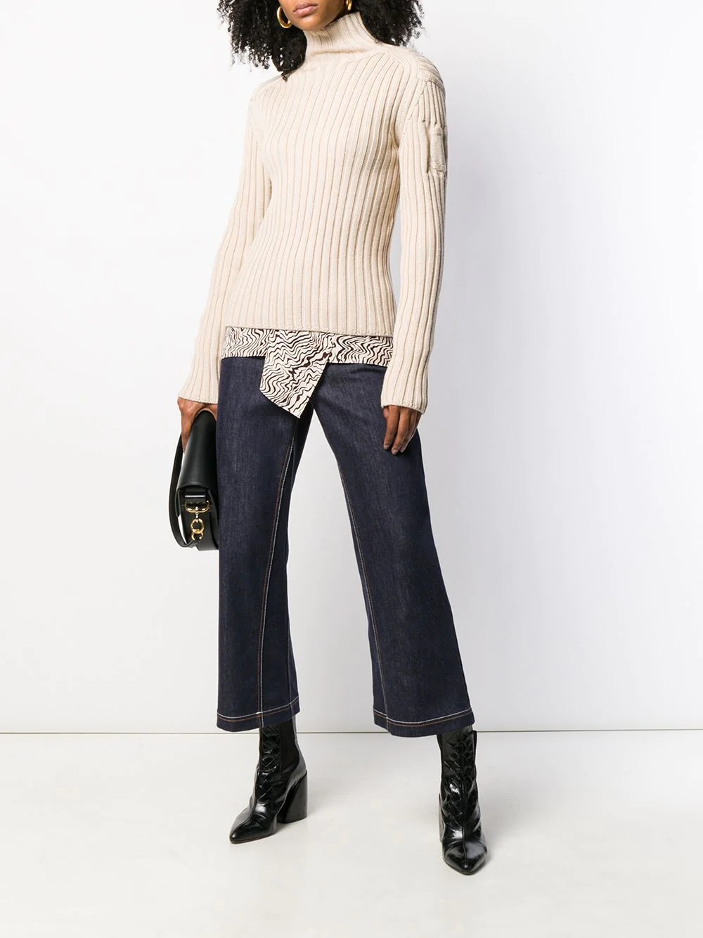 ribbed roll neck jumper - 2