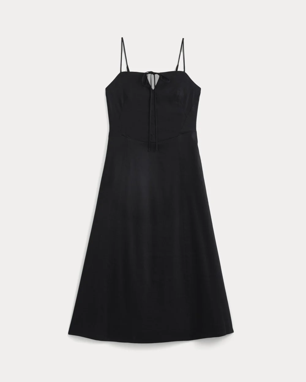 TIE-NECK DRESS IN STRETCH LINEN - 1