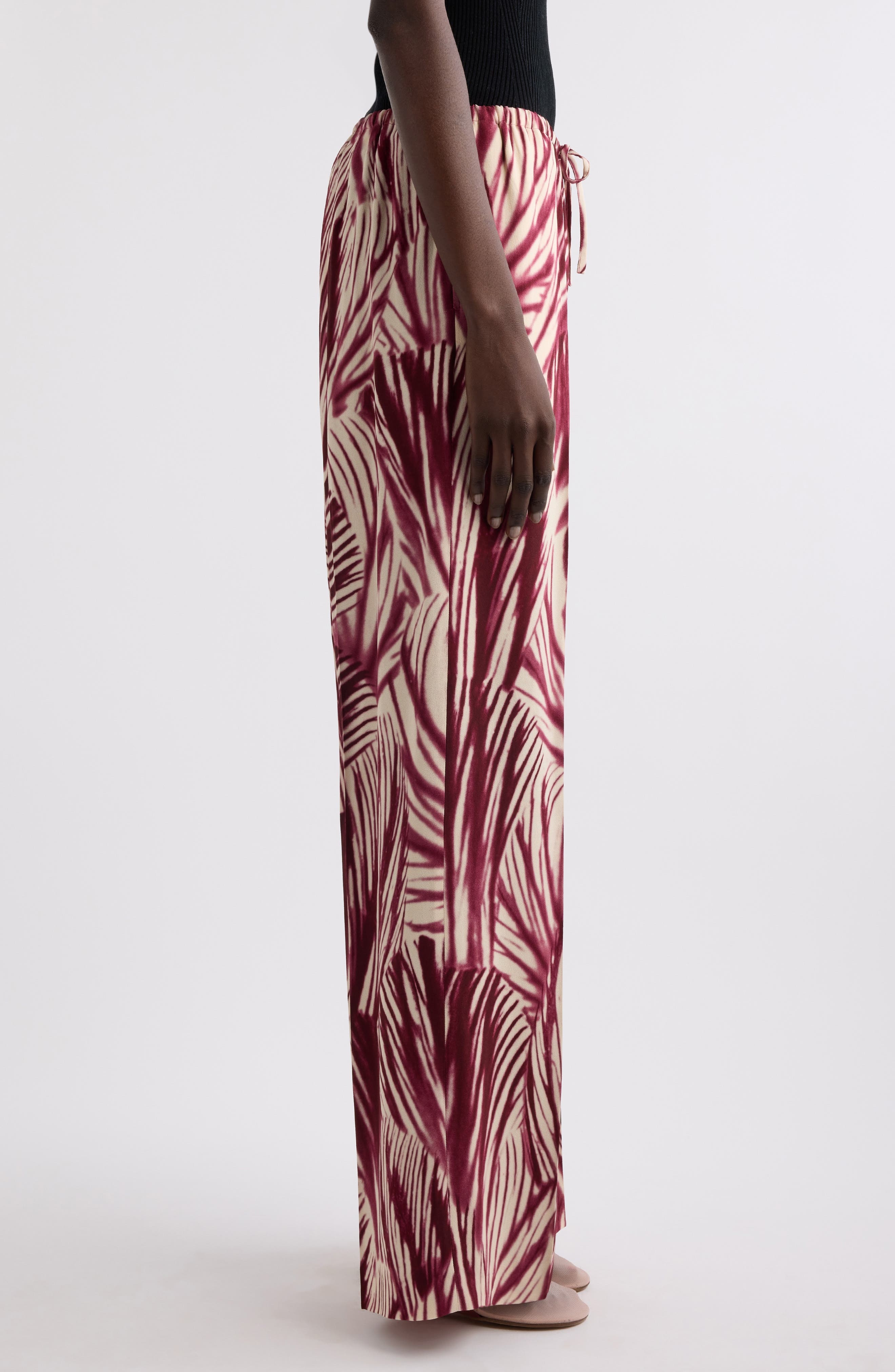 Dries Van Noten Puvis Print Drawstring Pants in Burgundy at Nordstrom - 4
