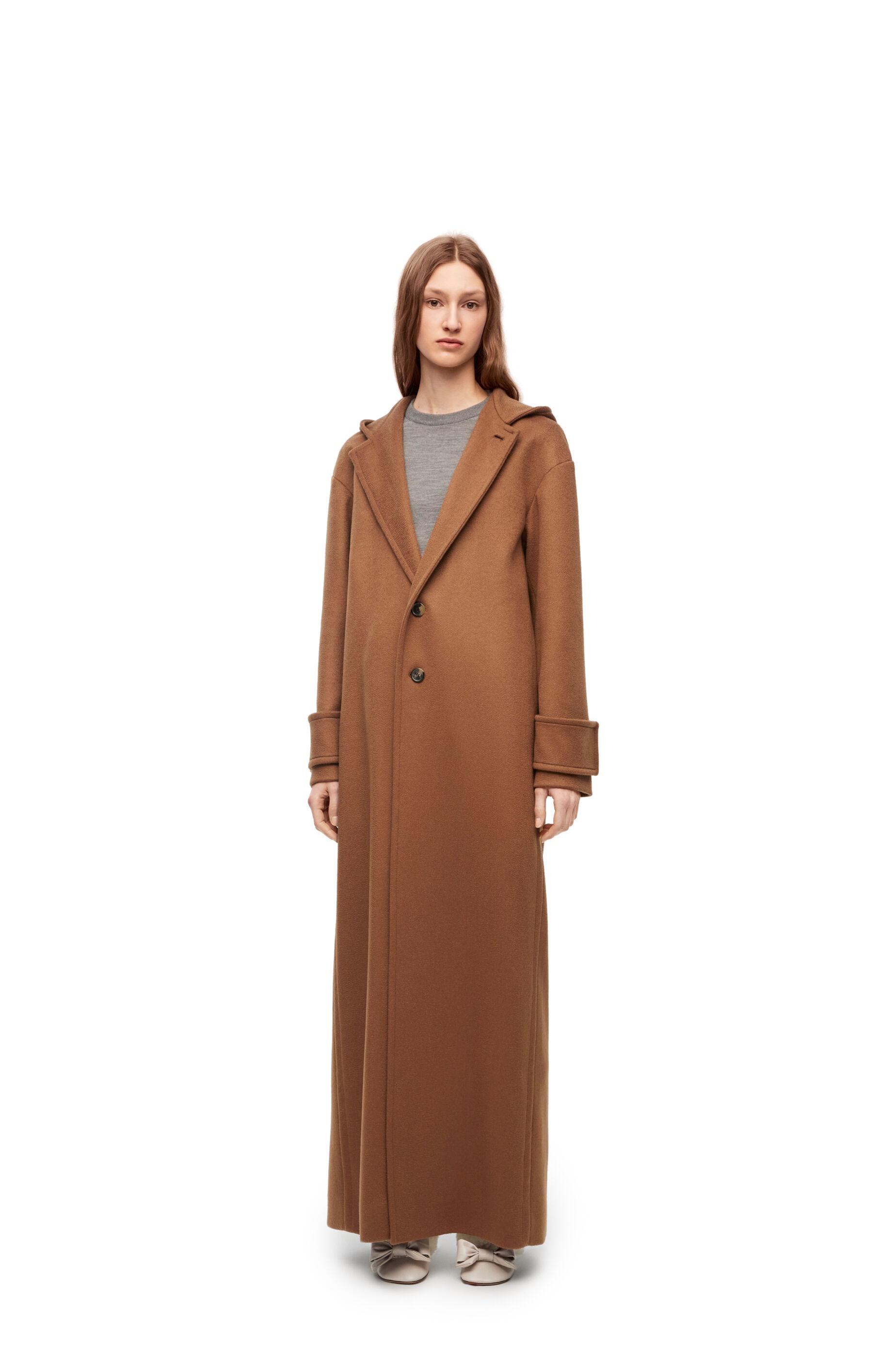 Hooded coat in cashmere - 3