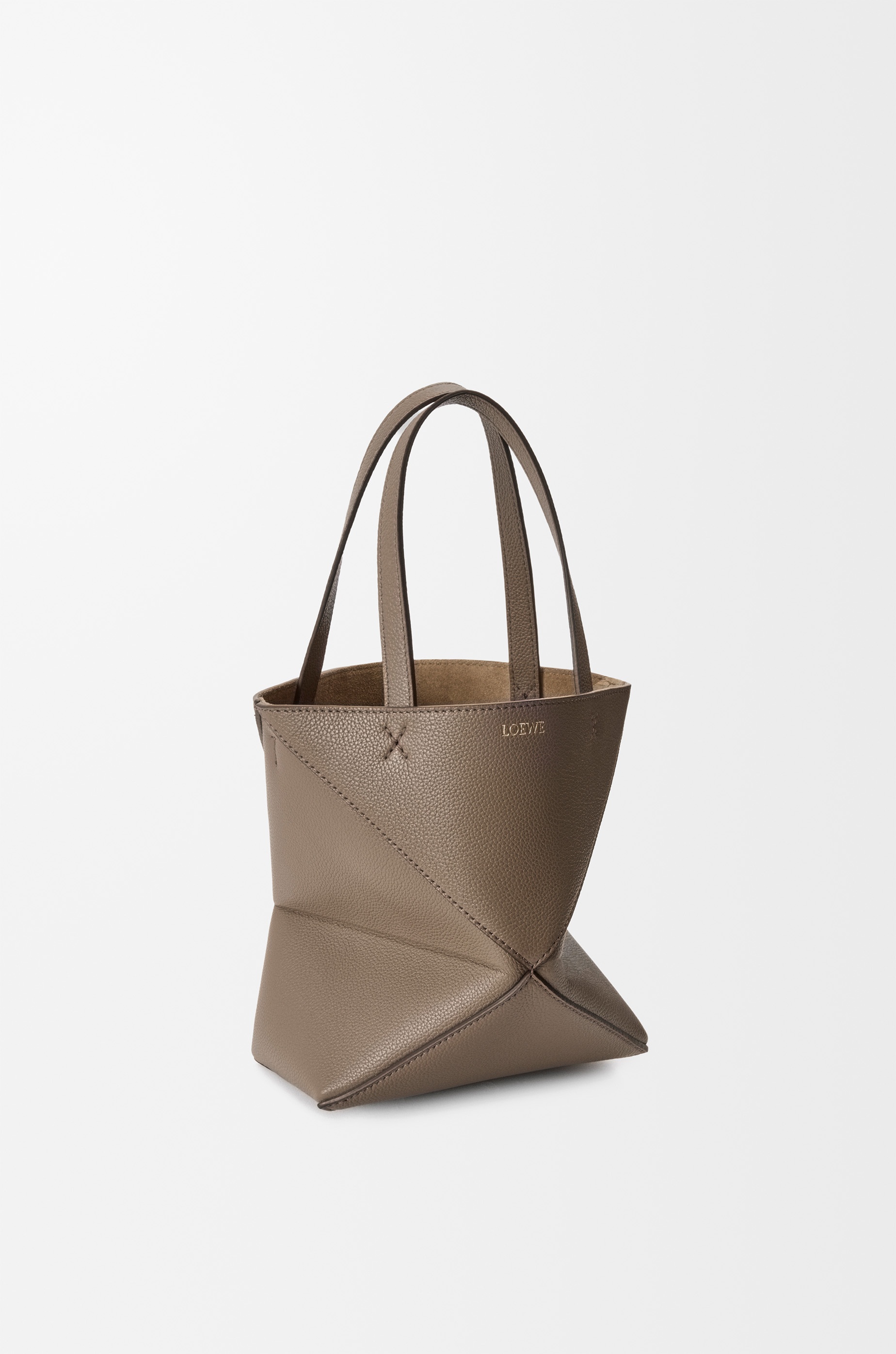 Mini Puzzle Fold tote in soft grained calfskin - 4