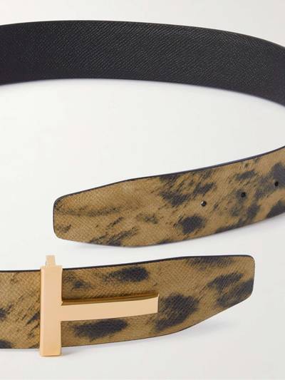 TOM FORD 4cm Reversible Distressed Leopard-Print Full-Grain Leather Belt outlook