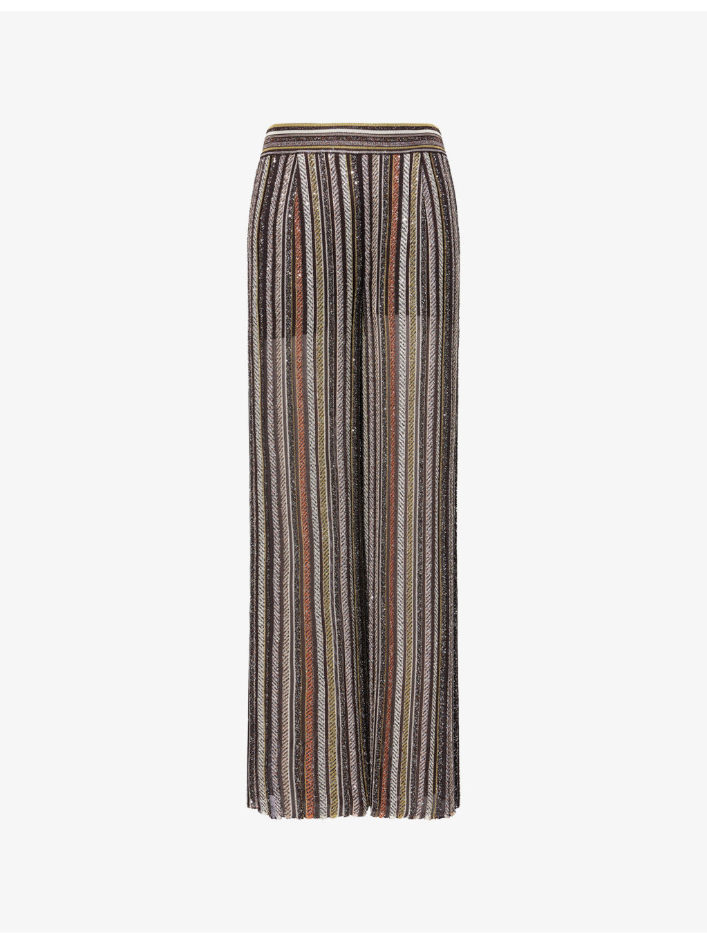 Sequin-Stripe High-Waist Knitted Trousers - 1