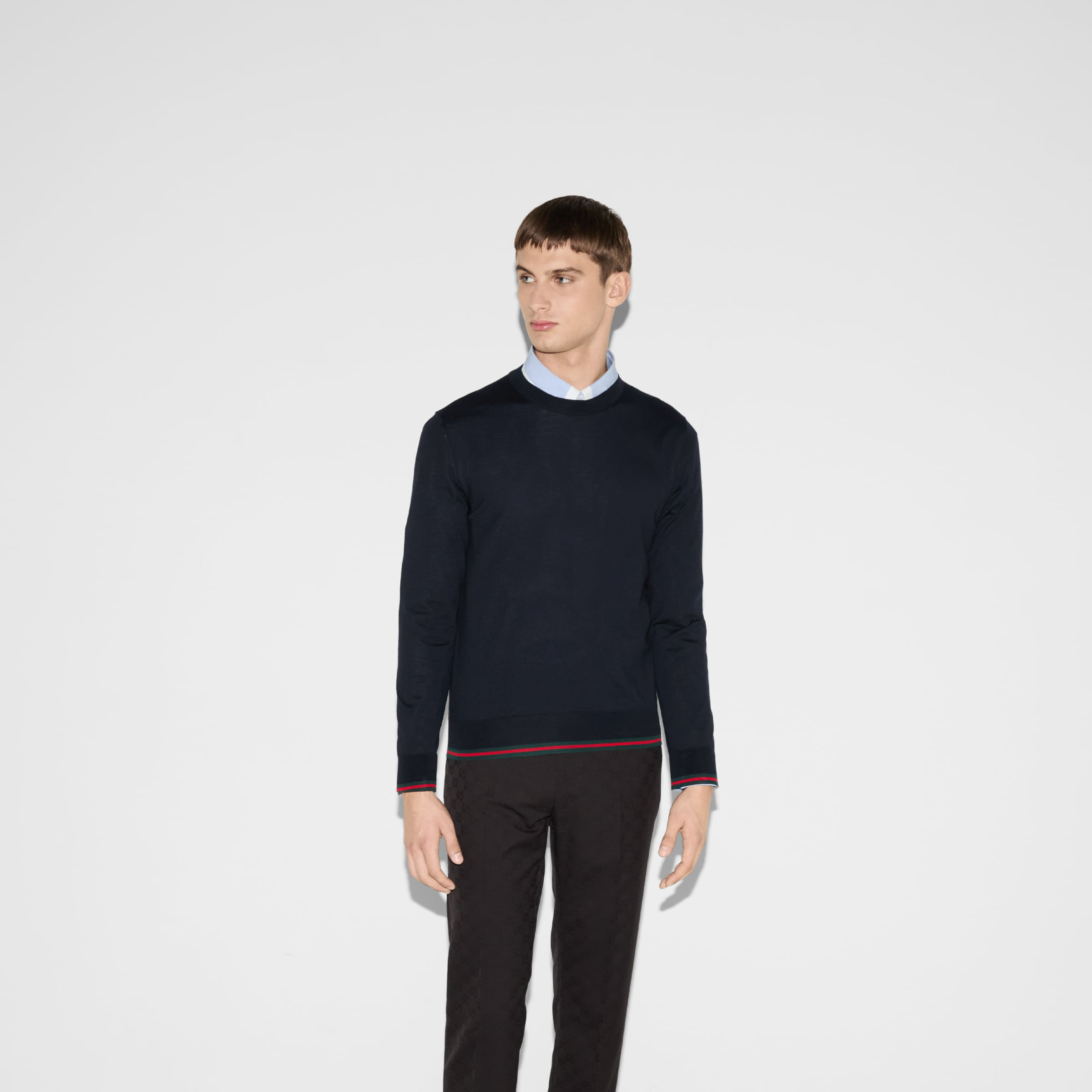 Wool knit sweater with Web - 3