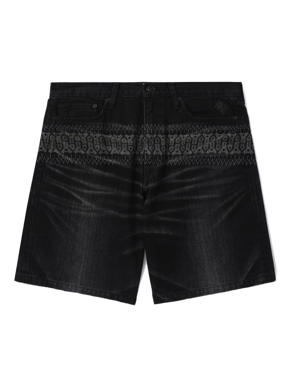 patterned denim shorts - 1