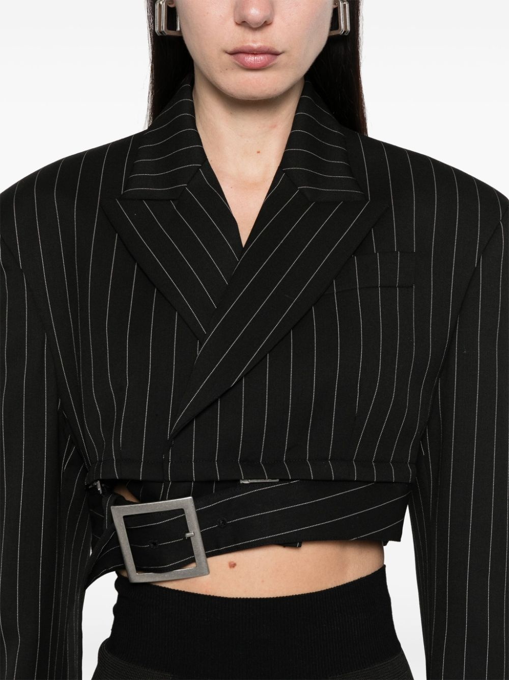 pinstriped cropped blazer - 5
