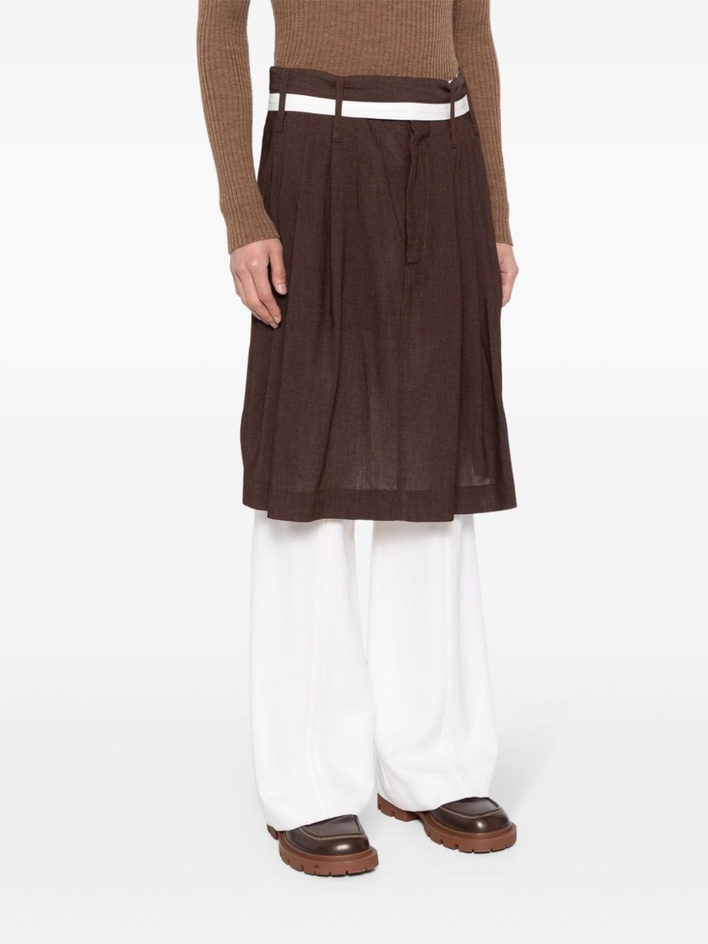 pleated belted skirt - 3