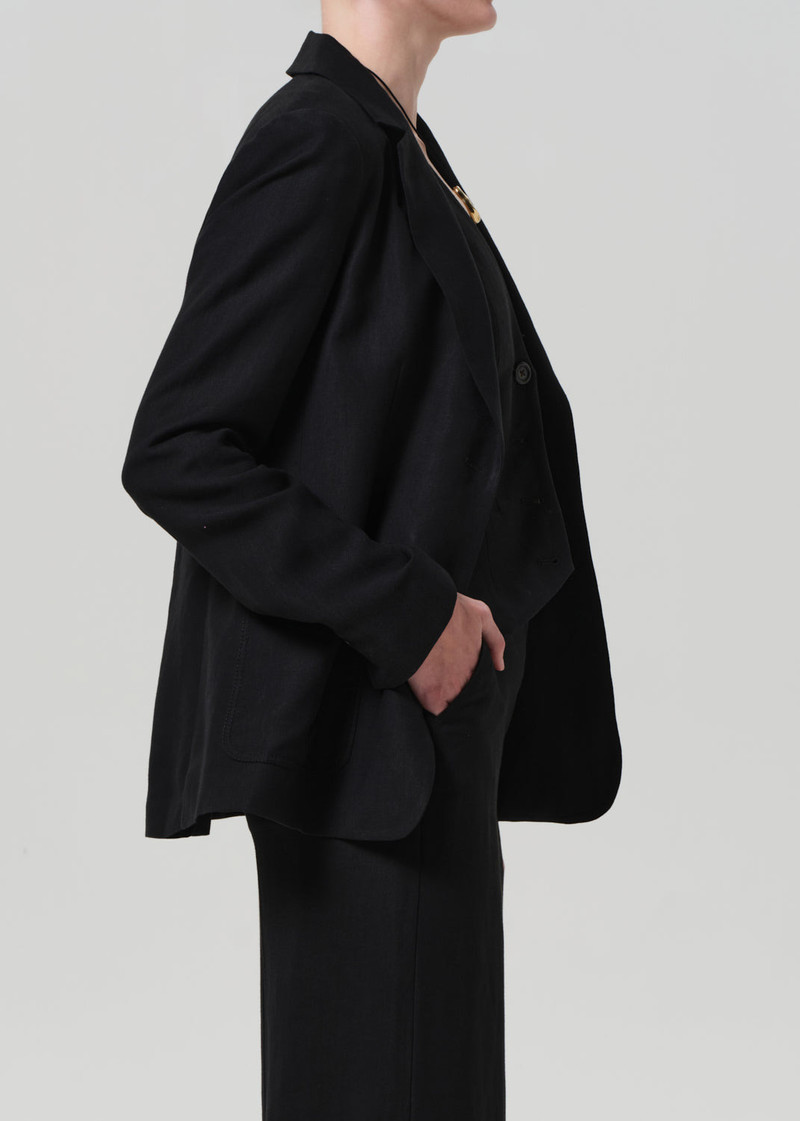 Unlined Weekend Blazer Linen Twill In Black 4