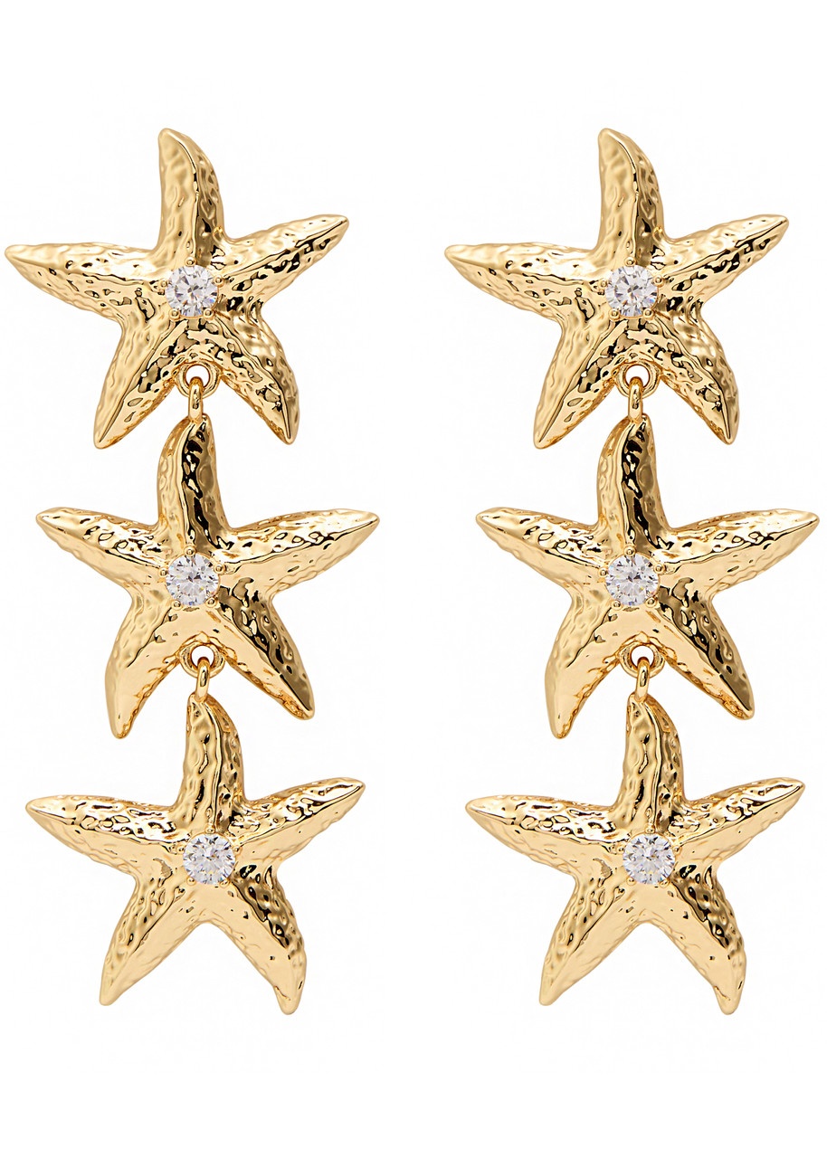 Self-portrait Mottled Gold Sea Star Gold-plated Drop Earrings - 1