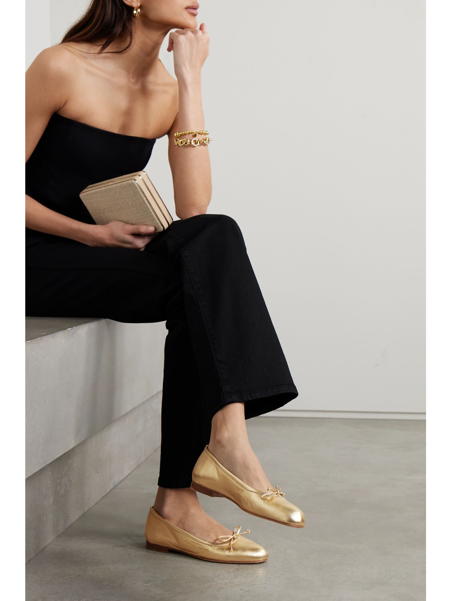 Veralli metallic leather ballet flats Gold - 2