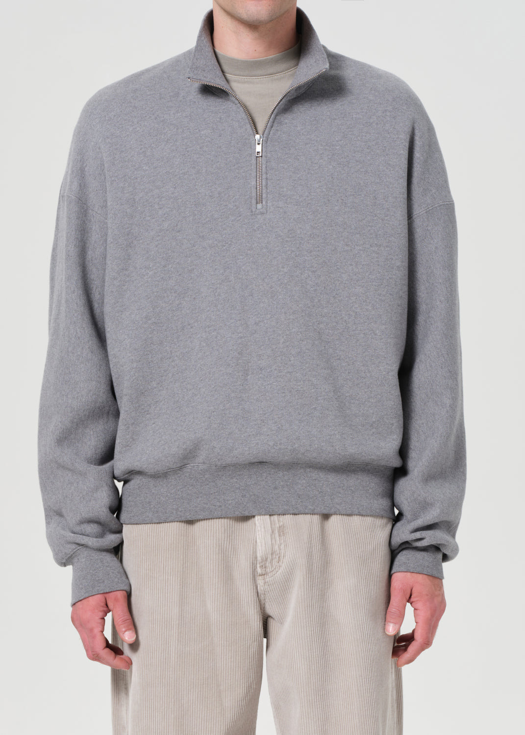 IDRIS QUARTER ZIP IN GREY HEATHER - 2