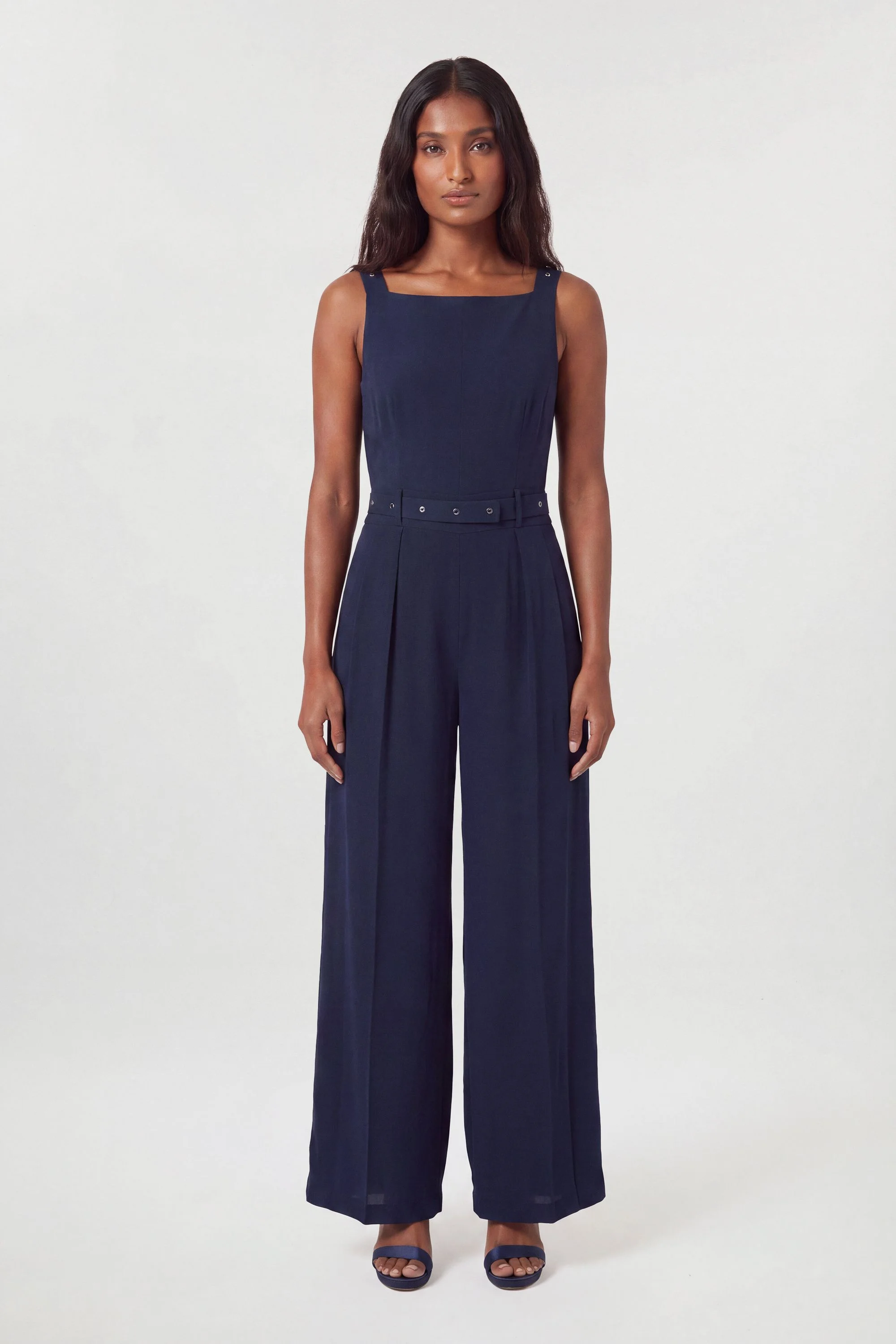 Tailored Crepe Pleated Kilt Jumpsuit - 1