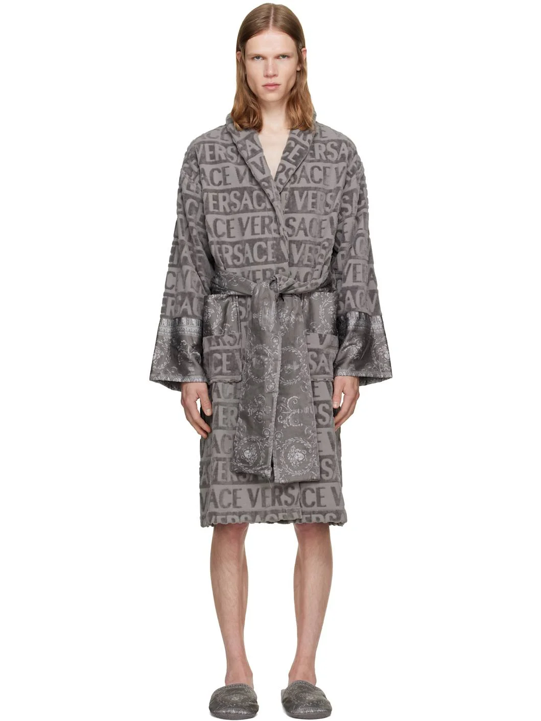 Gray 'I Heart Baroque' Bathrobe - 1