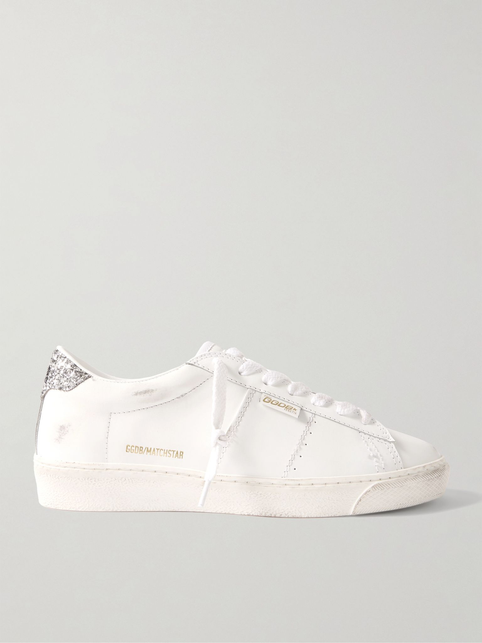 Matchstar distressed glittered leather sneakers White - 1