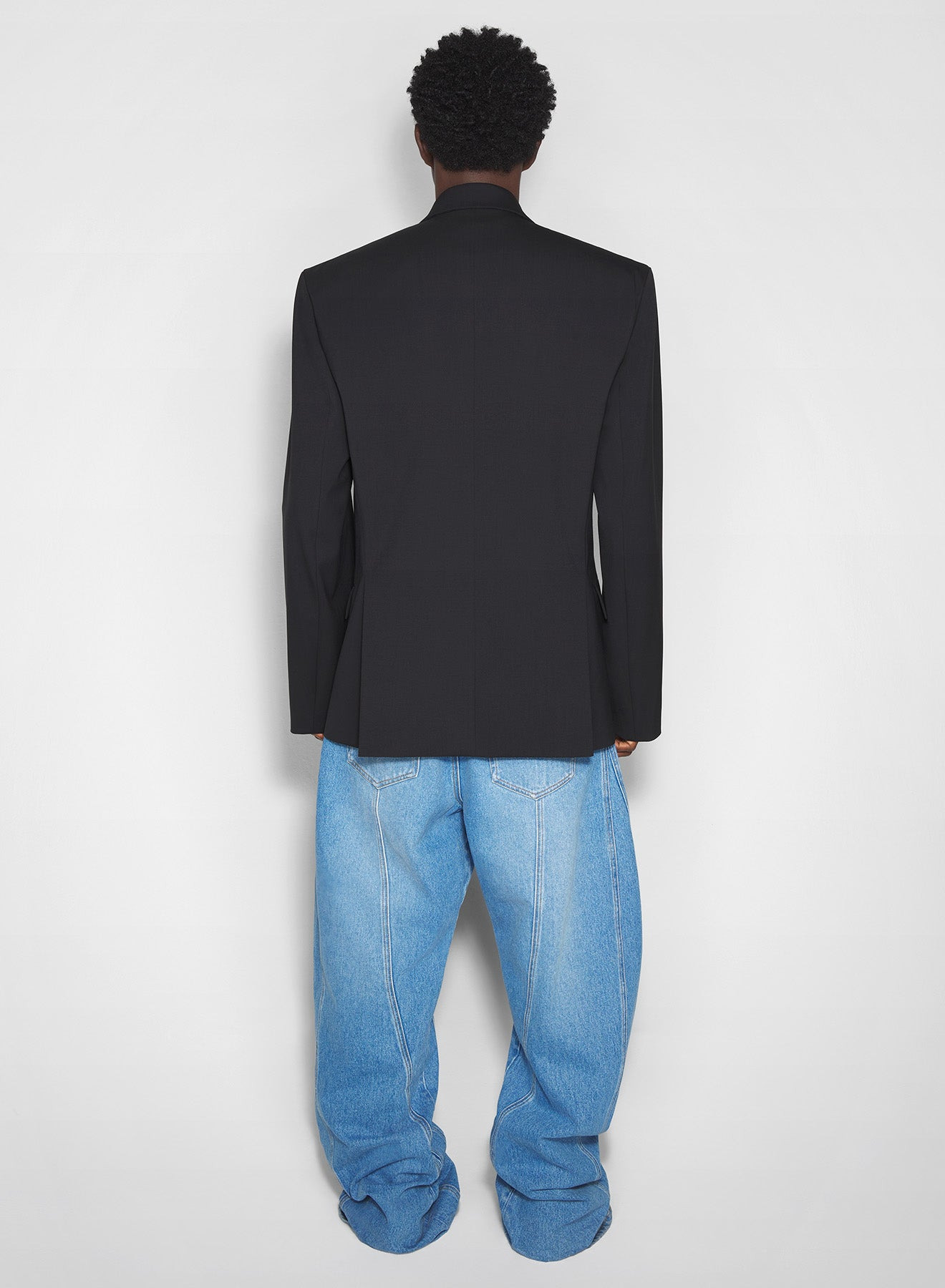 washed blue oversized spiral jeans - 5