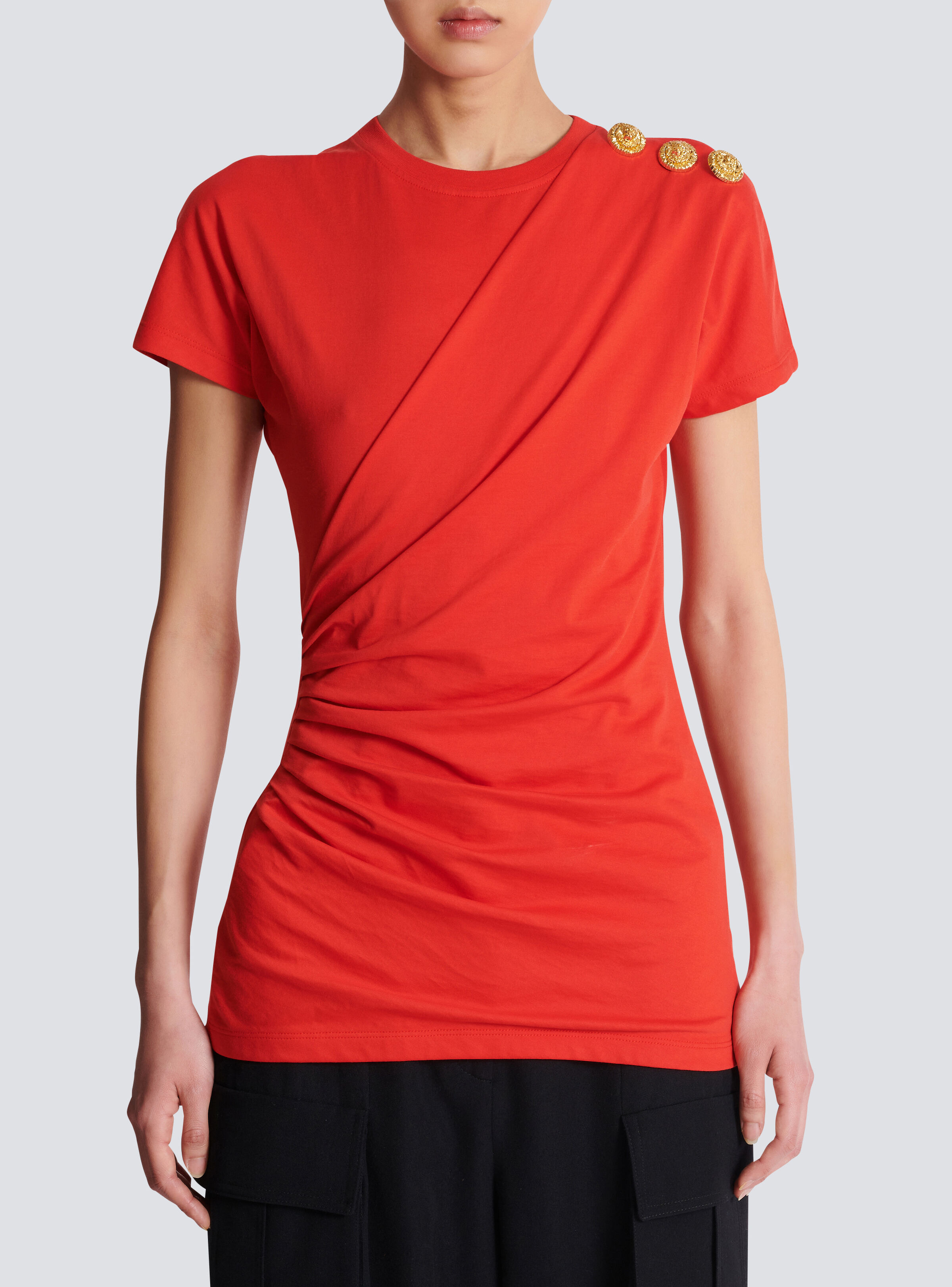 Short-sleeved draped jersey T-shirt - 5
