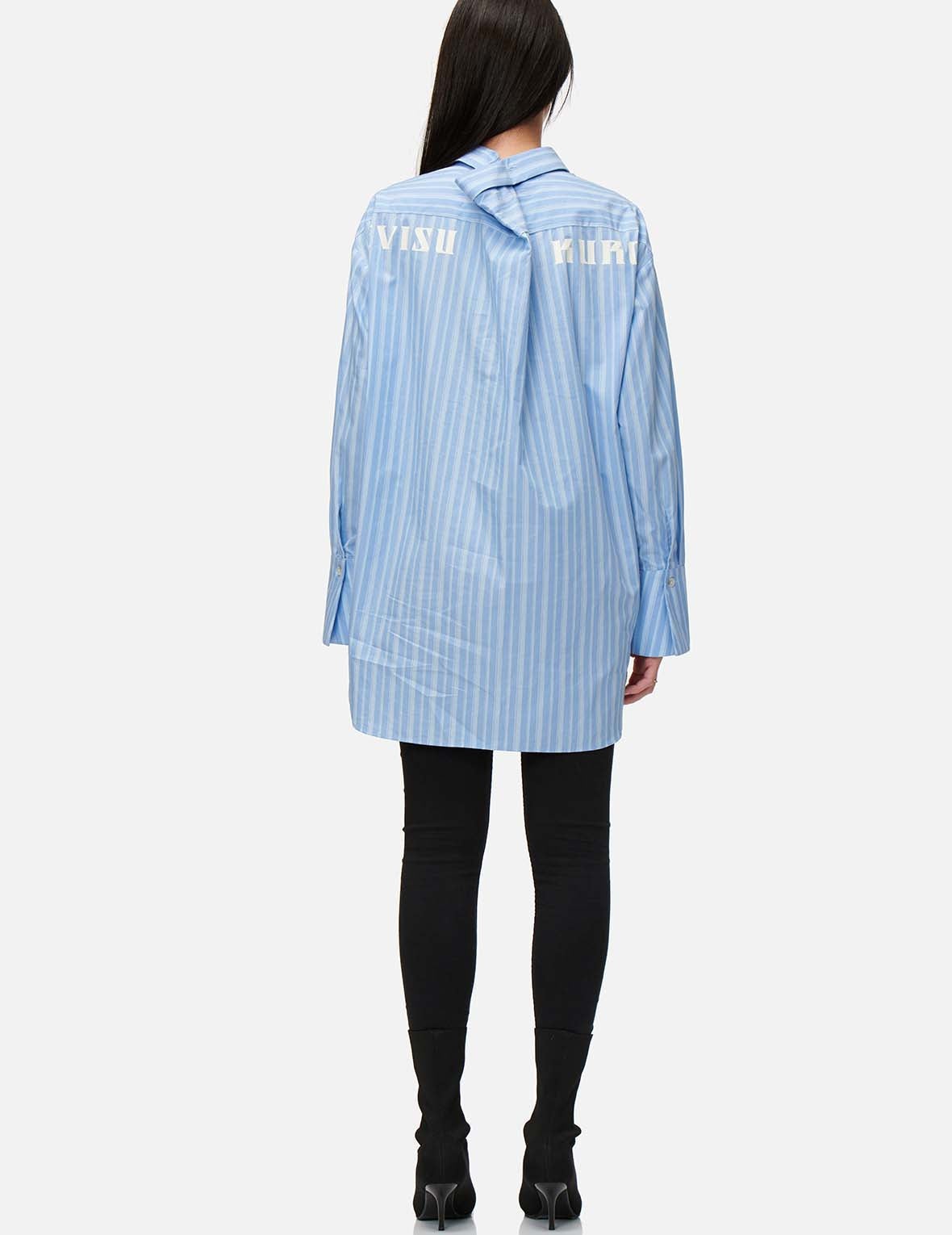 Drape Collar Pinstripe Shirt - 6