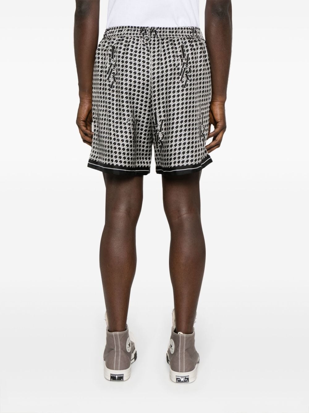 Staggard printed silk shorts - 4