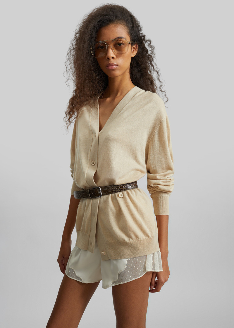 Malmo Satin Mini Shorts - Light Beige 4