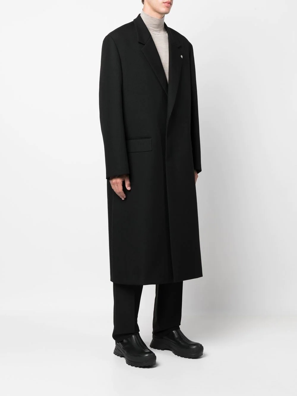 single-breasted wool coat - 3