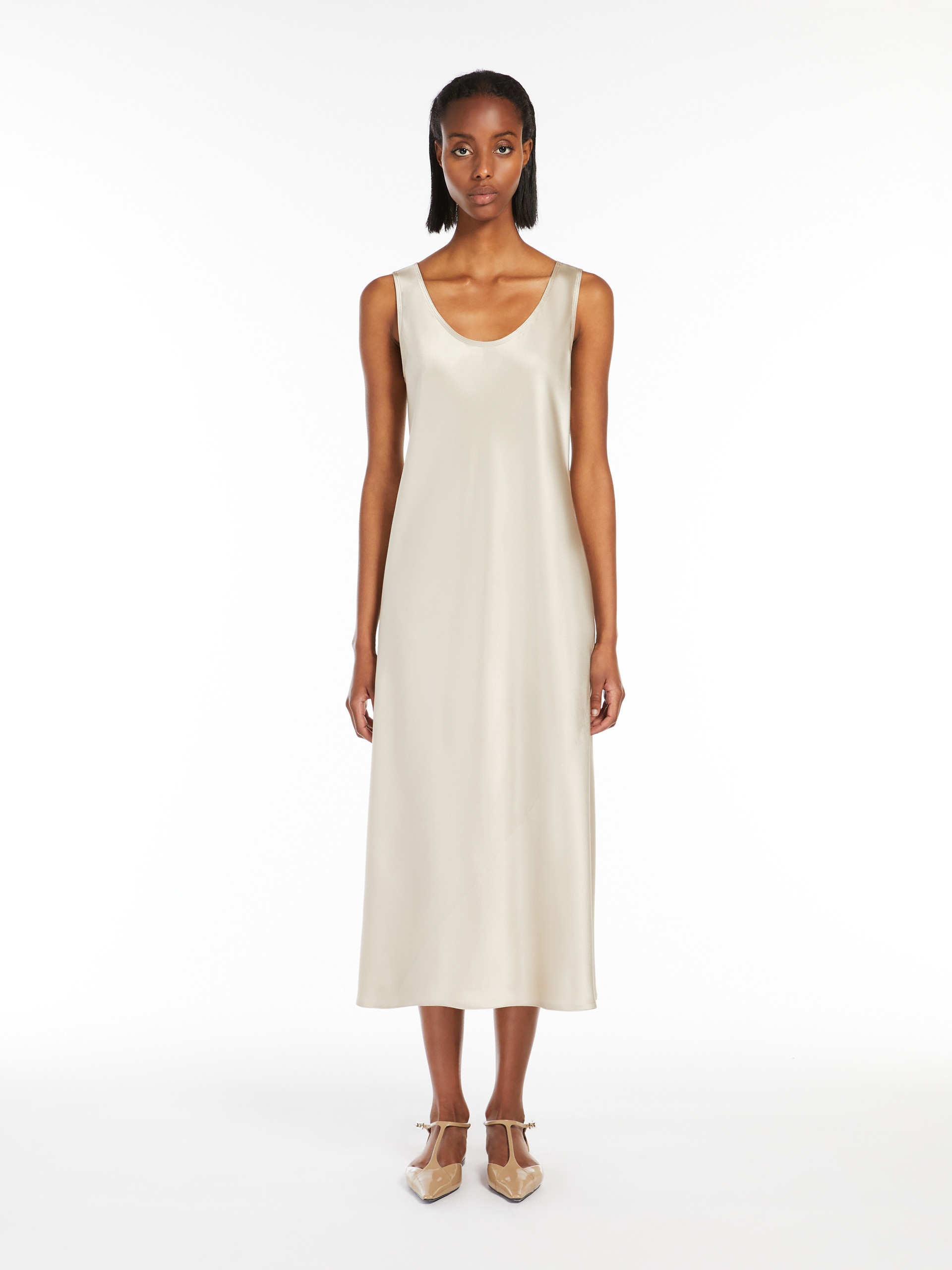 関税込み☆【MaxMara】シルク ミディ丈 「Banjo」スリップドレス Beige banjo silk midi dress Maxmara - women - MAXMARA