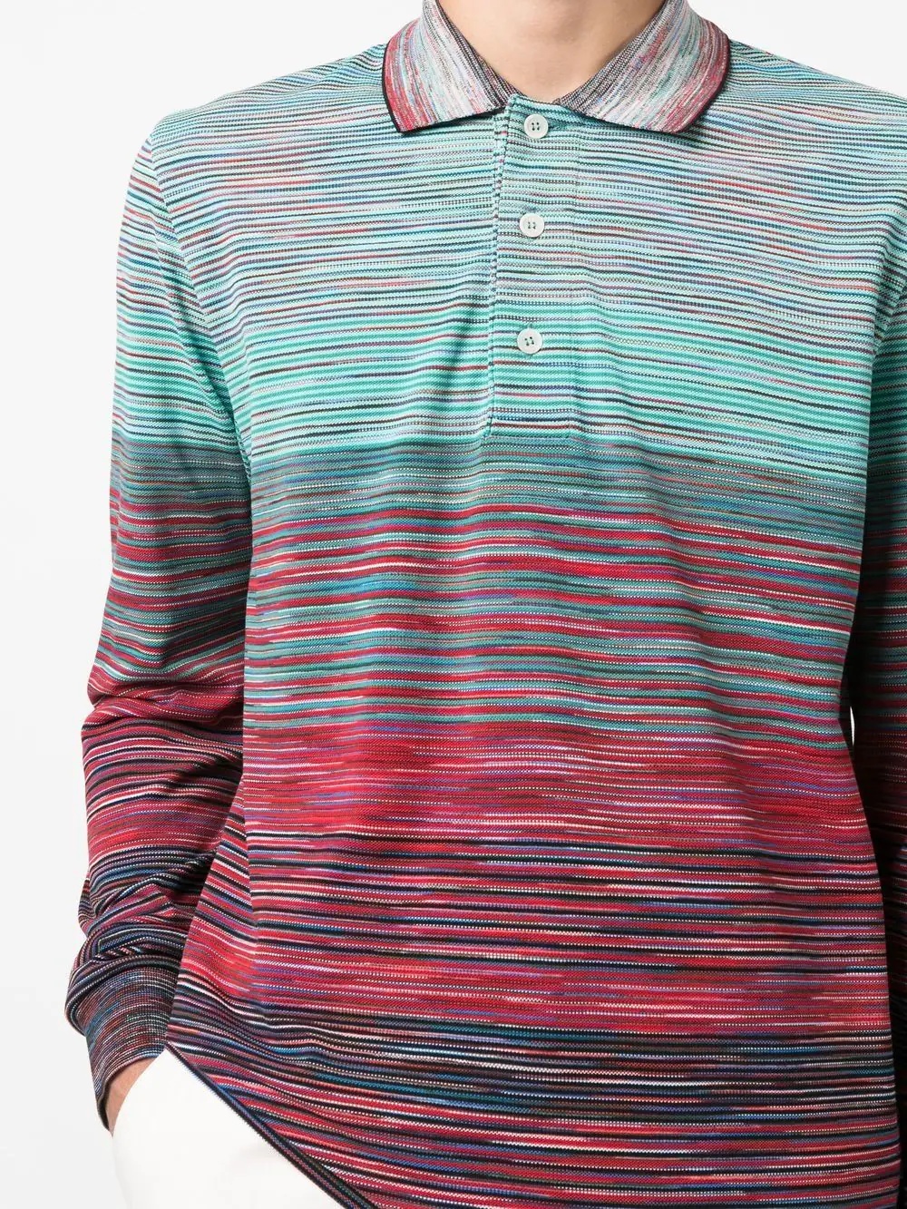 striped long-sleeve polo shirt - 5