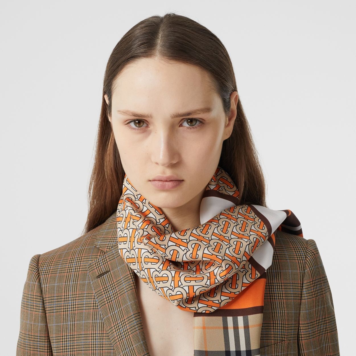 Monogram, Icon Stripe and Check Print Silk Scarf - 3