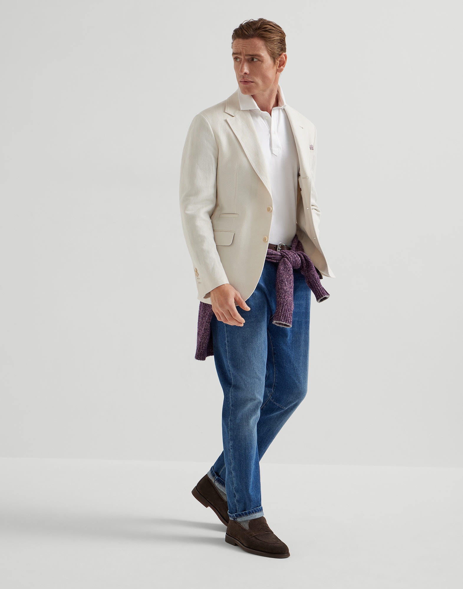 Comfort cotton denim leisure fit five-pocket trousers - 4