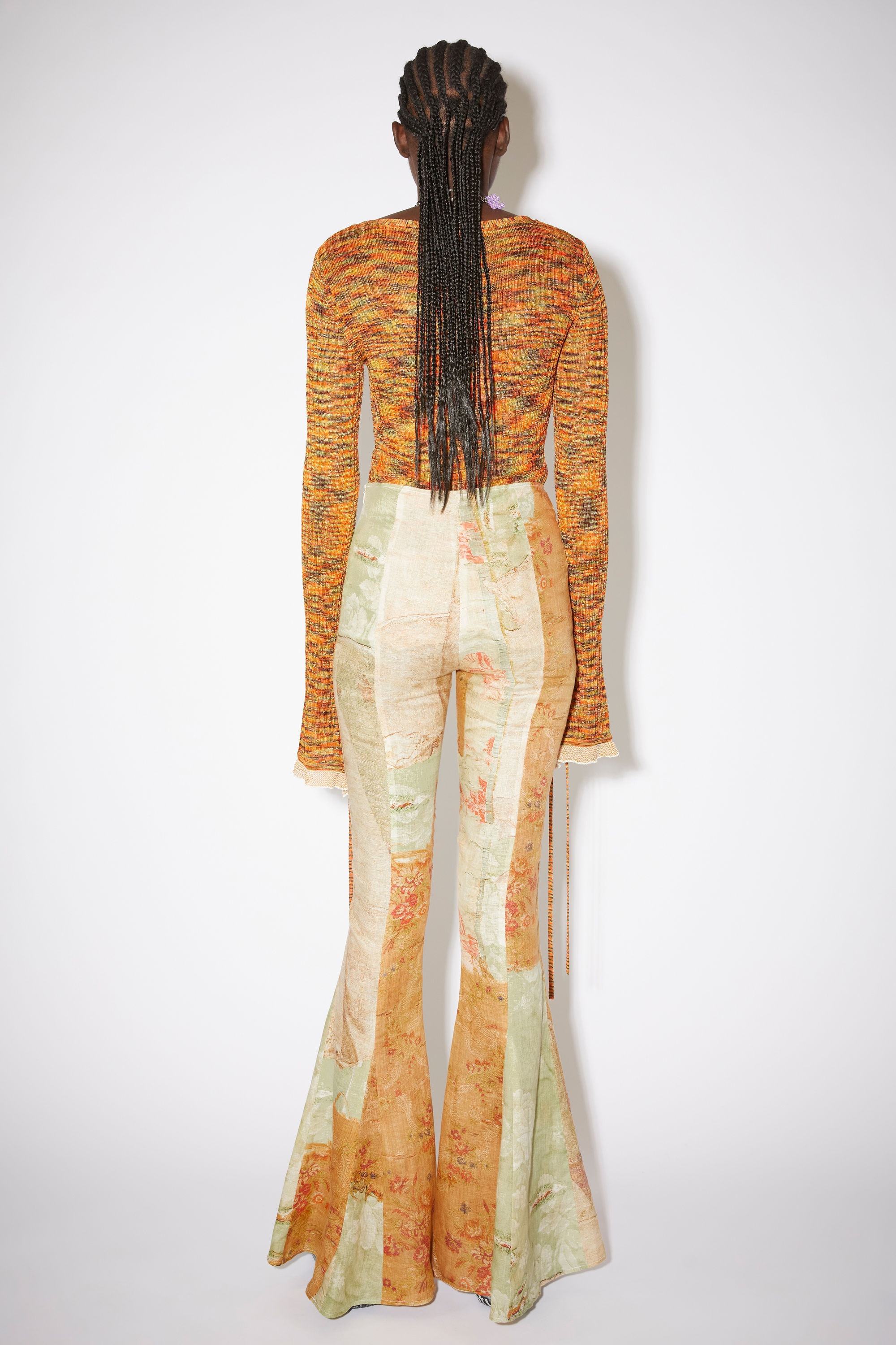 Carpet print flared trousers - Green/orange - 3