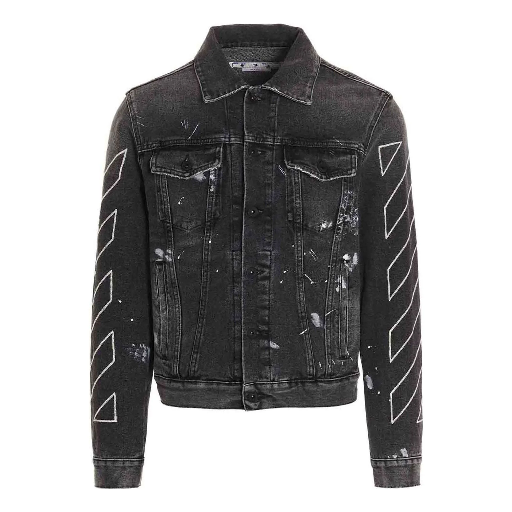 Men's Off-White SS22 Printing Denim Jacket Black OMYE079S22DEN0011101 - 1